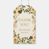 イエロークリームフローラグリーン誕生日サンキュー ギフトタグ (裏面)