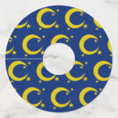 イエロークレセントムーンブルーナイトスカイスタープロムガラ ワイングラスタグ (正面)