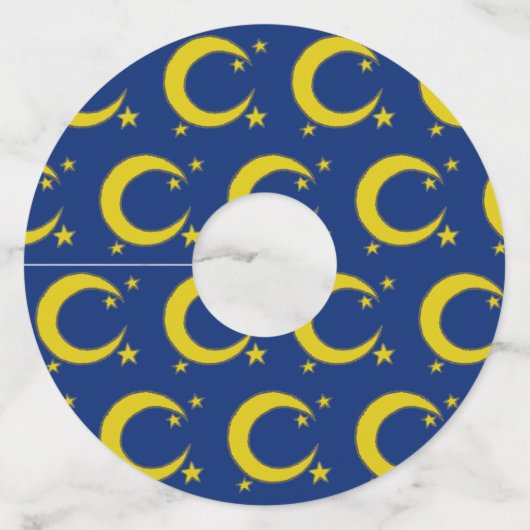 イエロークレセントムーンブルーナイトスカイスタープロムガラ ワイングラスタグ (正面)