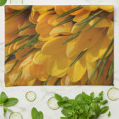 イエロークロスカフラバス – ゴールデンイエローフラワーズドア キッチンタオル (折り畳み)