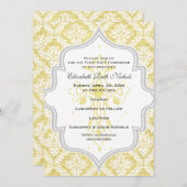 イエロークロスホワイトダマスクバーラップ第一聖餐式 招待状 (正面/裏面)