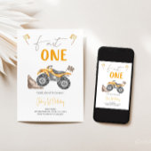 イエロークワッドバイクファストワン誕生日招待状 招待状