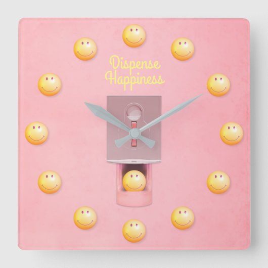 イエローグムボールディスペンサー角壁時計 スクエア壁時計 (正面)