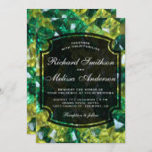 イエローグモダンリーン宝石結婚式招待状 招待状 (正面/裏面)