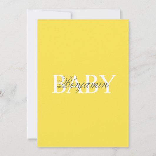 イエローグモダンレーシェブロンニュートラルベビーシャワー 招待状 (裏面)