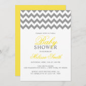 イエローグモダンレーシェブロンニュートラルベビーシャワー 招待状 (正面/裏面)