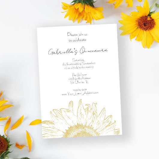 イエローグラフィックサンフラワーキンセアニェラ招待状 招待状