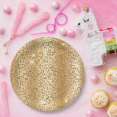 イエローグラム金ゴールドグリッターヒョウ ペーパープレート (パーティー)