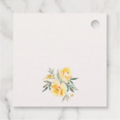 イエローグリーンの水彩ローズフラワー ブライダルシャワー フェイバータグ (裏面)