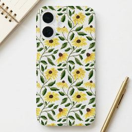 イエローグリーンひまわり水彩風の野の花 iPhone 16ケース