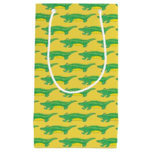 イエローグリーンアリゲーターワニ掛けワニ スモールペーパーバッグ (正面)