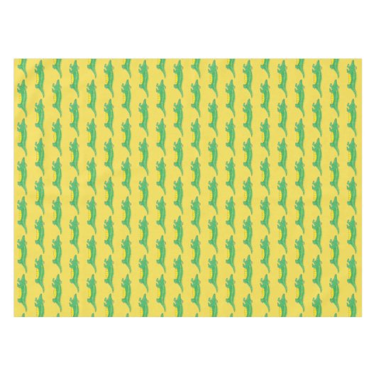 イエローグリーンアリゲーターワニ掛けワニ テーブルクロス (正面(横))