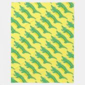 イエローグリーンアリゲーターワニ掛けワニ フリースブランケット (正面)