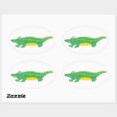 イエローグリーンアリゲーターワニ掛けワニ 楕円形シール (シート)