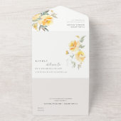 イエローグリーンウォーターバラフラワーバンチ結婚ーズ オールインワン招待状 (外側)