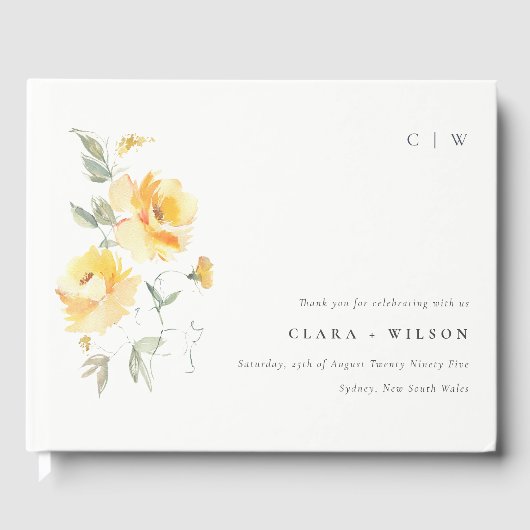 イエローグリーンウォーターバラフラワーバンチ結婚ーズ ゲストブック (正面)