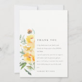 イエローグリーンウォーターバラフラワーバンチ結婚ーズ サンキューカード (正面)