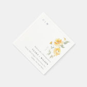 イエローグリーンウォーターバラフラワーバンチ結婚ーズ スタンダードカクテルナプキン (角)