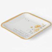 イエローグリーンウォーターバラフラワーバンチ結婚ーズ ペーパープレート (傾斜あり)