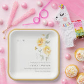 イエローグリーンウォーターバラフラワーバンチ結婚ーズ ペーパープレート (パーティー)