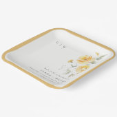 イエローグリーンウォーターバラフラワーバンチ結婚ーズ ペーパープレート (傾斜あり)