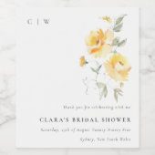 イエローグリーンウォーターバラフラワーバンチ結婚ーズ ワインラベル (シングルラベル)