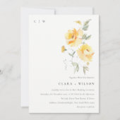 イエローグリーンウォーターバラフラワーバンチ結婚ーズ 招待状 (正面)