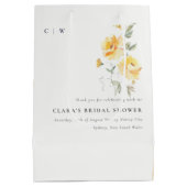 イエローグリーンウォーター色バラフラワーブライダルシャワー ミディアムペーパーバッグ (裏面)