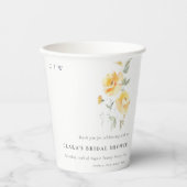 イエローグリーンウォーター色バラフラワーブライダルシャワー 紙コップ (正面)