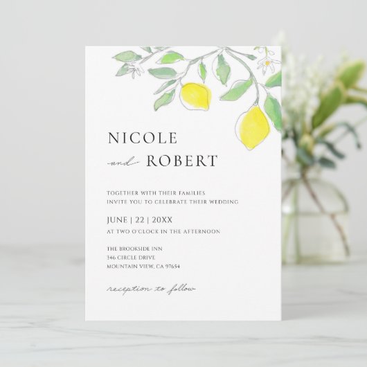 イエローグリーンウォーター離れカラーレモン結婚ズ 招待状 (スタンド正面)