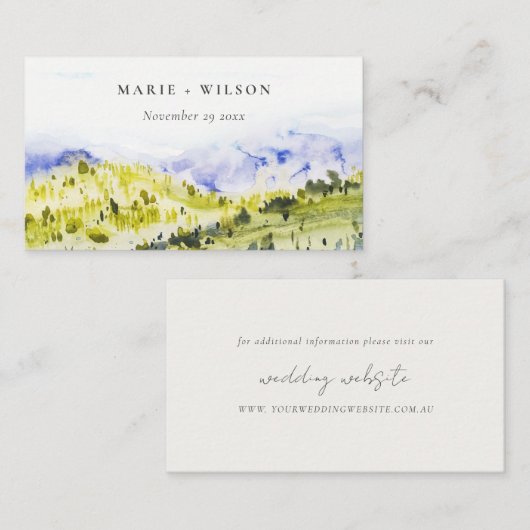 イエローグリーンカントリーサイドヒルズ結婚のウェブサイト エンクロージャーカード (正面/裏面)