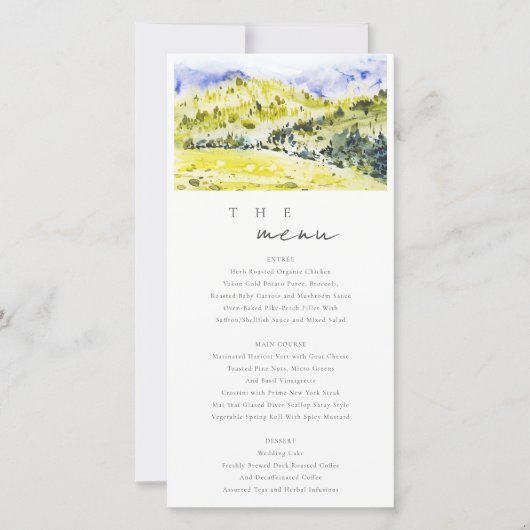 イエローグリーンカントリー結婚サイドヒルズメニューカード サンキューカード (正面)