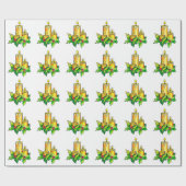 イエローグリーンクリスマス ラッピングペーパー (フラット)