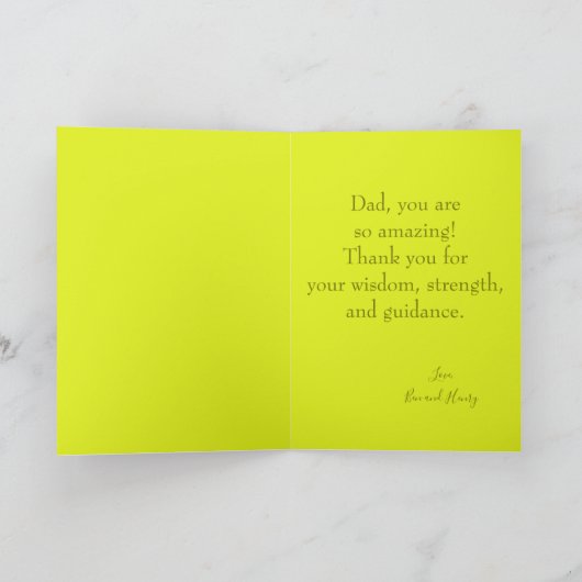 イエローグリーングラデーションハッピーファーザーの日写真 カード (内部)