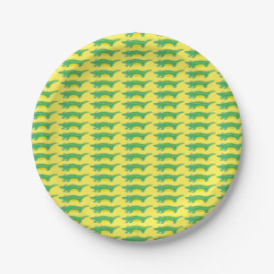 イエローグリーンゲーターアリゲーターワニCrocodile Croc Animal ペーパープレート