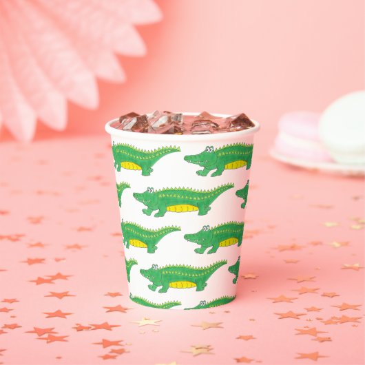 イエローグリーンゲーターアリゲーターワニCrocodile Croc Animal 紙コップ (インサイチュ)