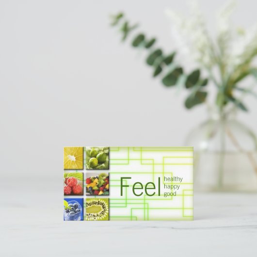 イエローグリーンスクエアヘルシーライフ/栄養士カード 名刺 (スタンド正面)