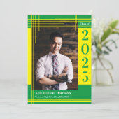 イエローグリーンスクールカラー卒業写真プライド 招待状 (スタンド正面)