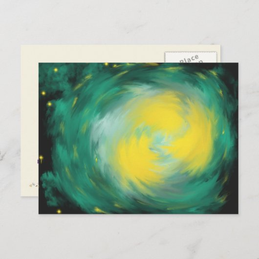 イエローグリーンスターアクリル抽象芸術ア絵画ート ポストカード (正面/裏面)