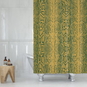 イエローグリーンスネークスキンアニマルプリント シャワーカーテン