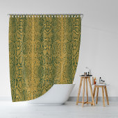 イエローグリーンスネークスキンアニマルプリント シャワーカーテン
