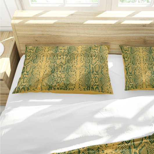 イエローグリーンスネークスキンアニマルプリント 枕カバー