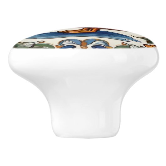 イエローグリーンダックヨーロッパフォークアニマルアート セラミックノブ (側面)