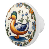 イエローグリーンダックヨーロッパフォークアニマルアート セラミックノブ (右)