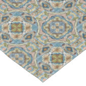 イエローグリーンティール（緑がかった色）ブルーオレンジお尻ボヘミアンアート テーブルクロス (アングル)