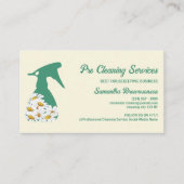 イエローグリーンデイジースプレーボトルクリーニングガーデニング 名刺 (正面)