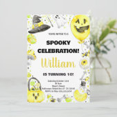 イエローグリーンハロウィーン誕生日招待状 招待状 (スタンド正面)