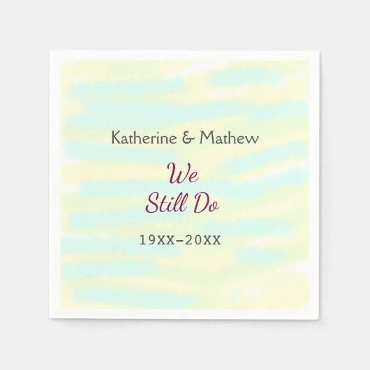 イエローグリーンパステル誓の更新記念ウォーターコ スタンダードカクテルナプキン (正面)