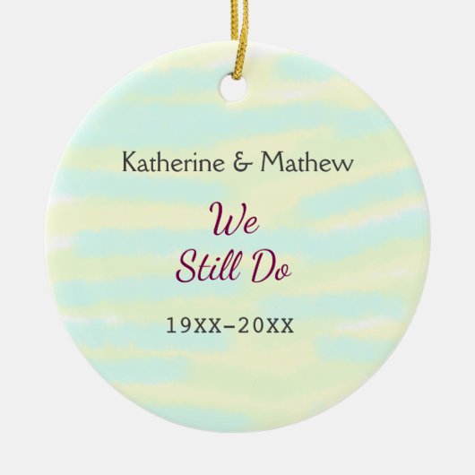 イエローグリーンパステル誓の更新記念ウォーターコ セラミックオーナメント (正面)