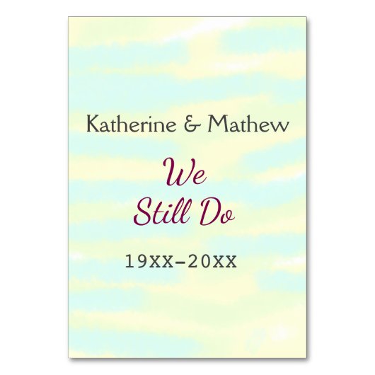 イエローグリーンパステル誓の更新記念ウォーターコ テーブルナンバー (正面)